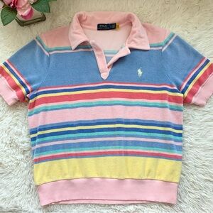 Polo Ralph Lauren Pastel Striped Terry Polo Shirt Top